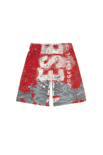 Logo shorts in destroyed jersey