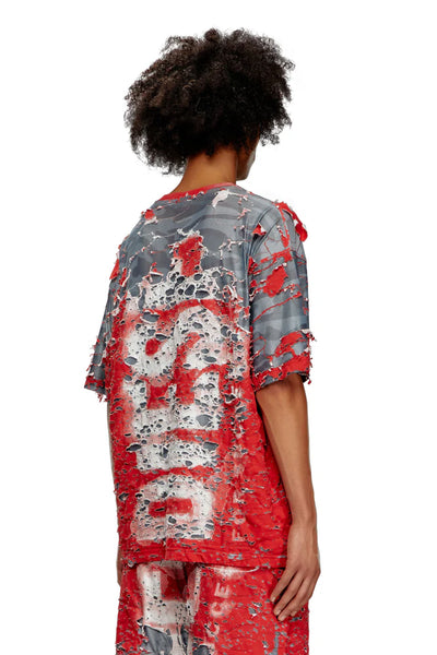 Logo T-shirt in destroyed jersey