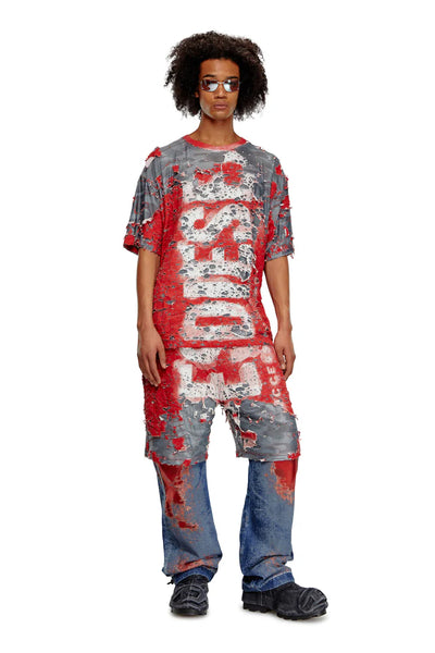 Logo T-shirt in destroyed jersey